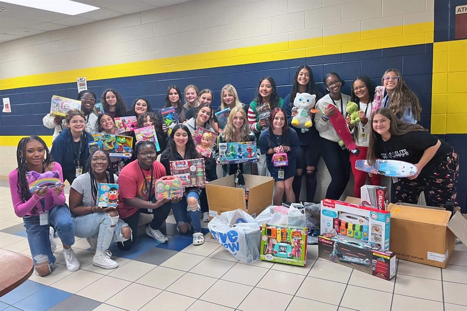 Cypress Ranch High School participates in CALI BEAR toy drive.